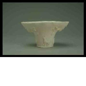 ‘Rhinoceros horn’ cup with a deer