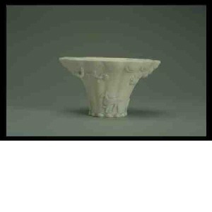 ‘Rhinoceros horn’ cup with crane and lion