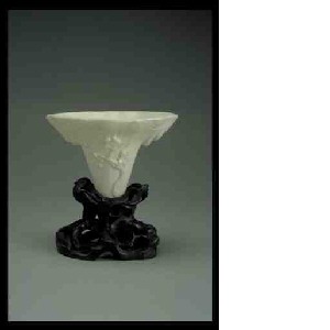 ‘Rhinoceros horn’ cup with plum blossoms