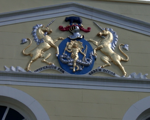 Blazon above inner courtyard