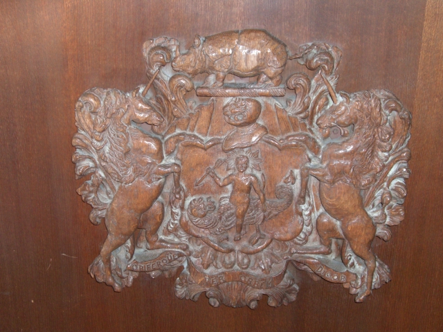 modern carving on stairway