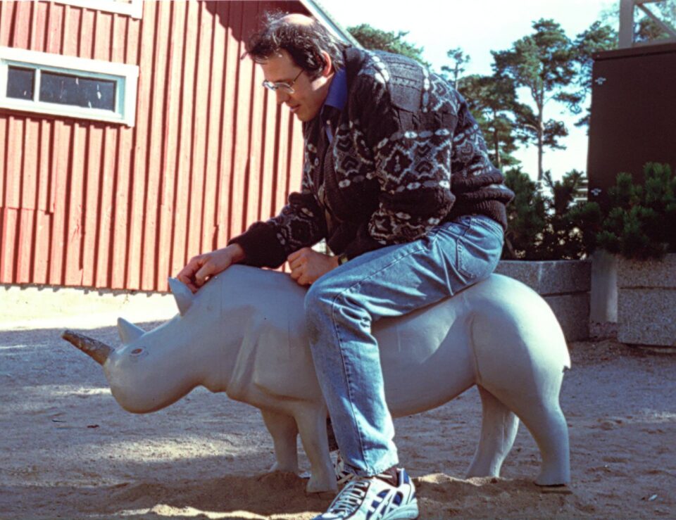 Stone rhinoceros in Helsinki zoo