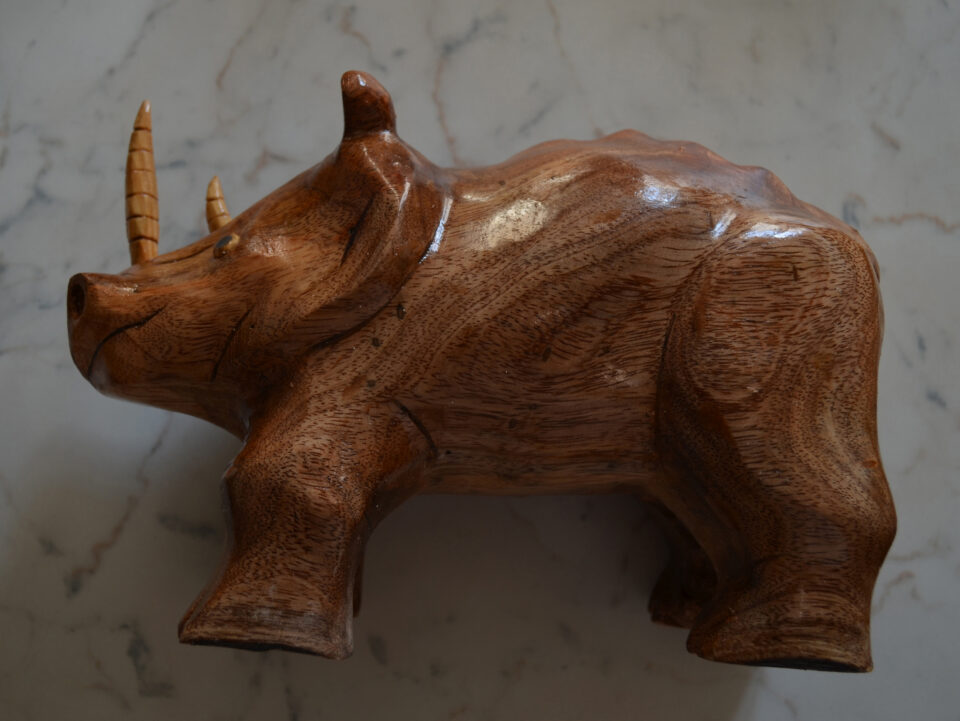 Rhinoceros in caoba (mogan) by R. Bajuelo Rodríguez