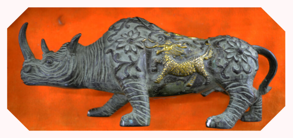 A Lao bronze rhinoceros