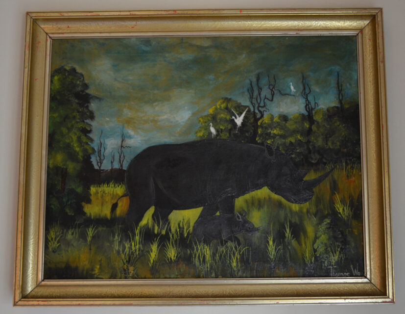 Black rhino and its calf