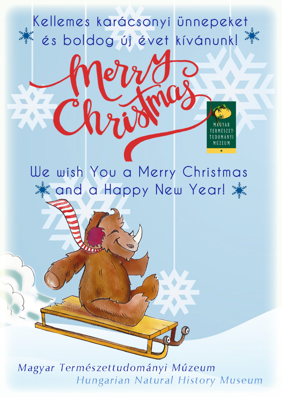 A rhinoceros wishing “Merry Christmas 2015”