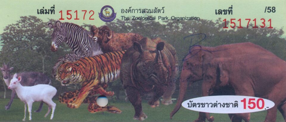 The Indian rhino on the Chiangmai (Thailand) zoo ticket