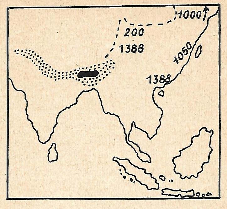 Range of R. unicornis