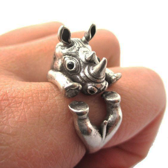An original silver rhino ring