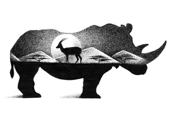 A rhino and an antelope