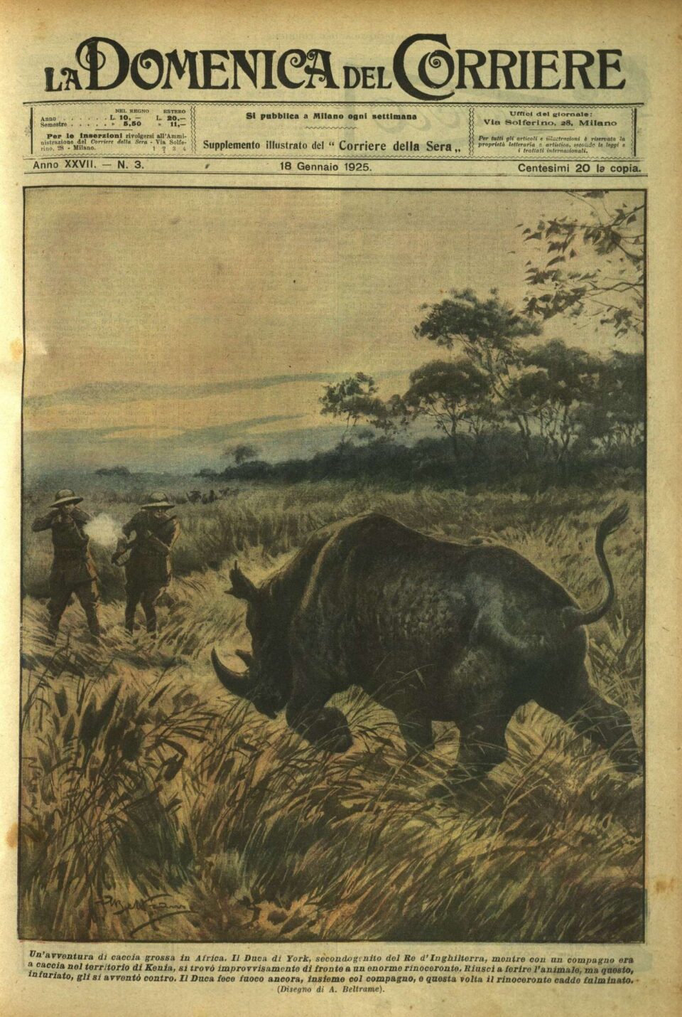Rhinoceros in Africa 1925