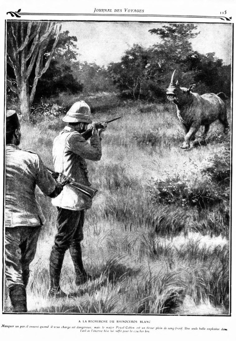 Powel Cotton and rhinoceros