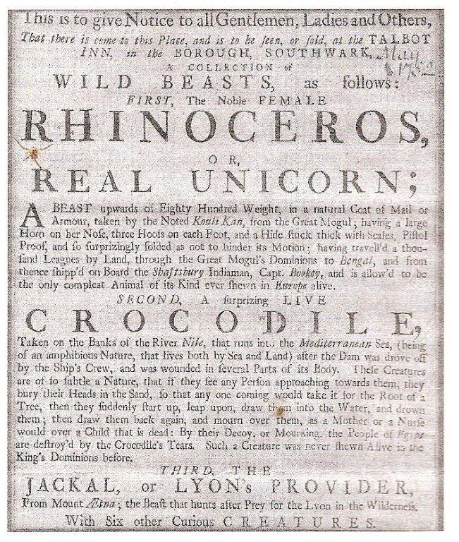 Handbill Southwark 1752