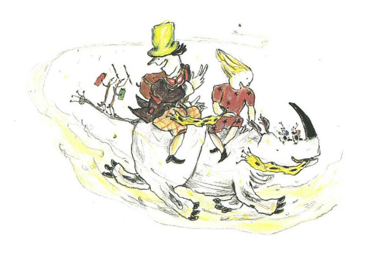 Imaginary ride on rhino