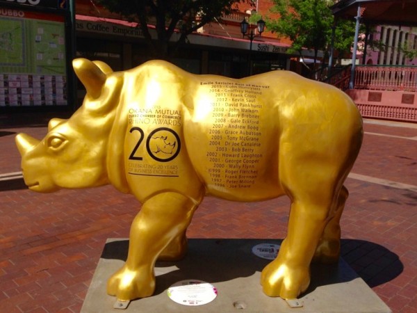 Dubbo Rhino in gold colour