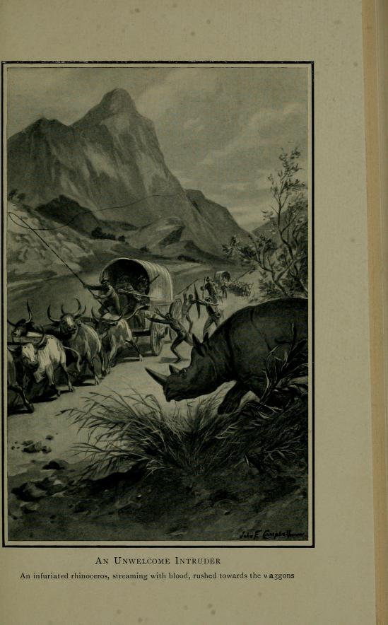 Rhino attacking waggons