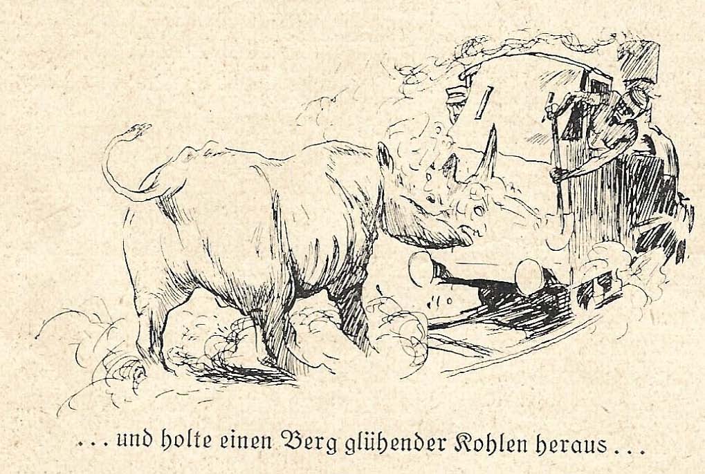 Black rhino and train