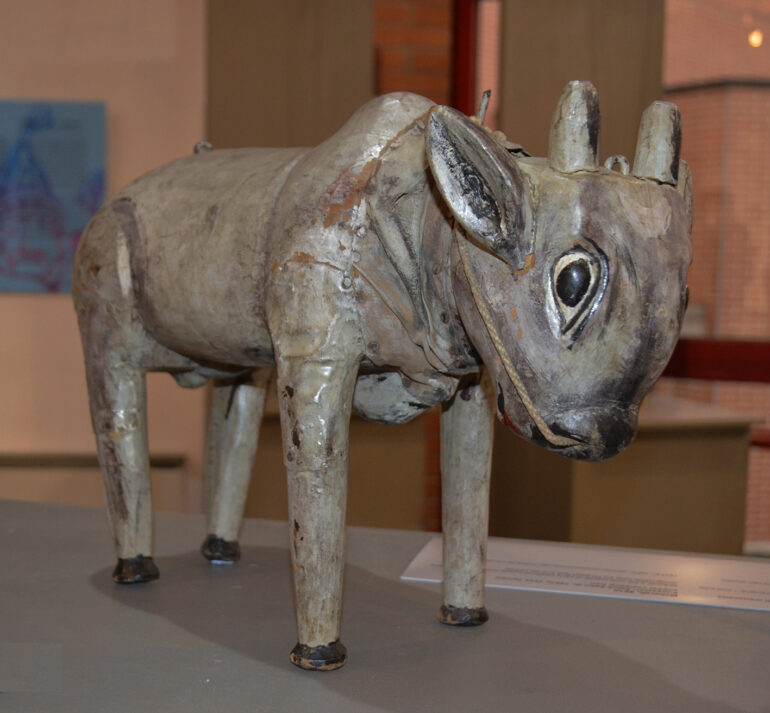 A puppet described as a Rhinoceros