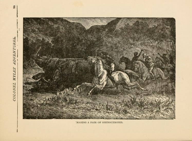 Stockton chasing a rhino