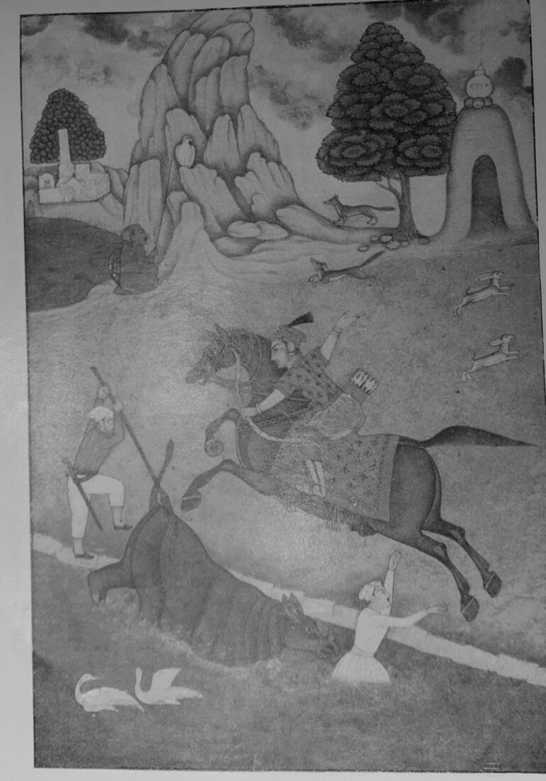 Prince on horseback out hunting