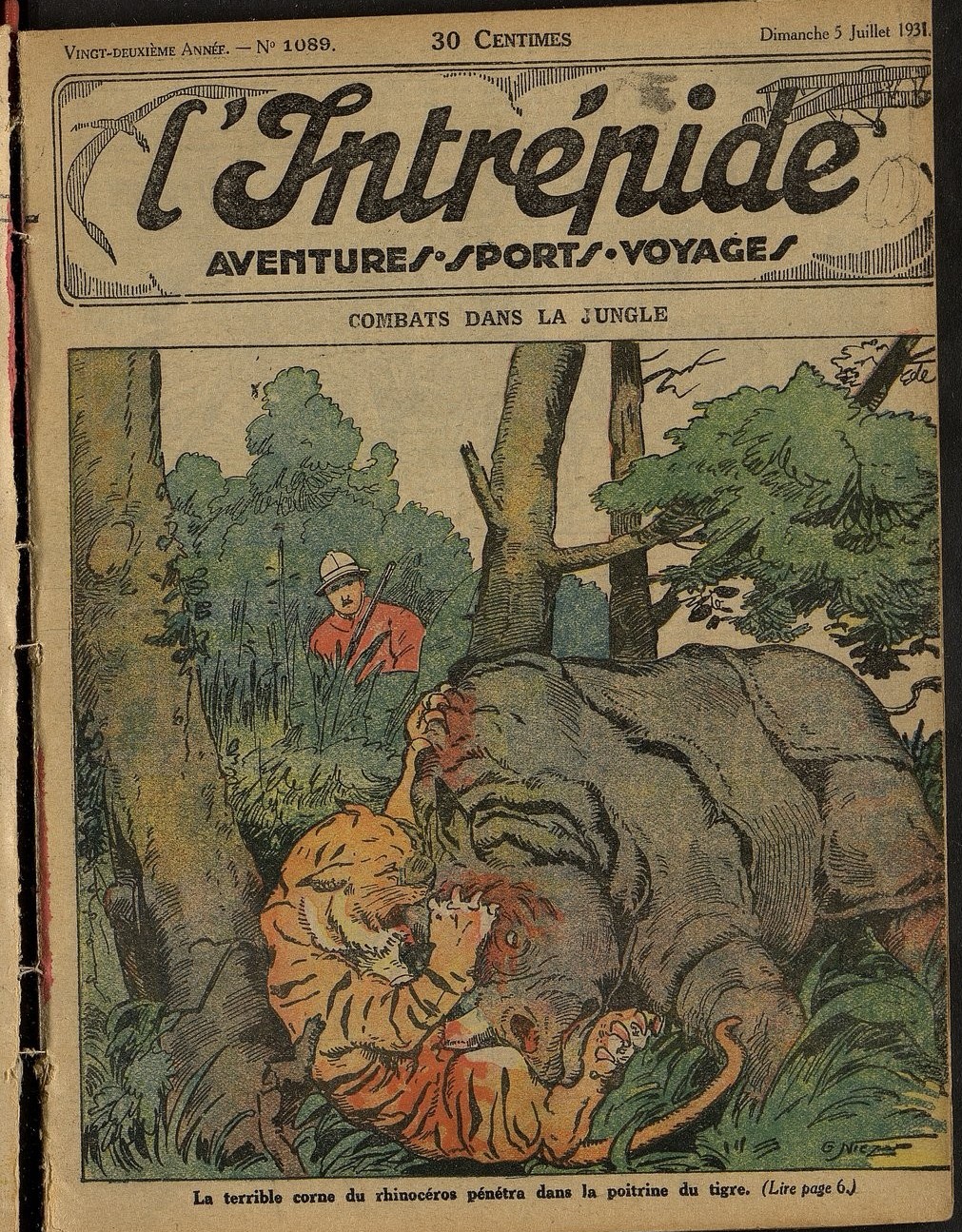 Rhino combatting a tiger