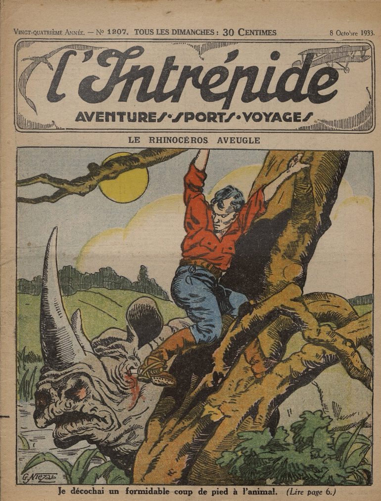 Hunter blinding a rhino