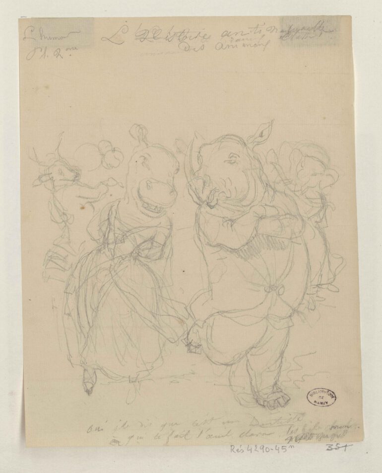 Grandville person with rhino head