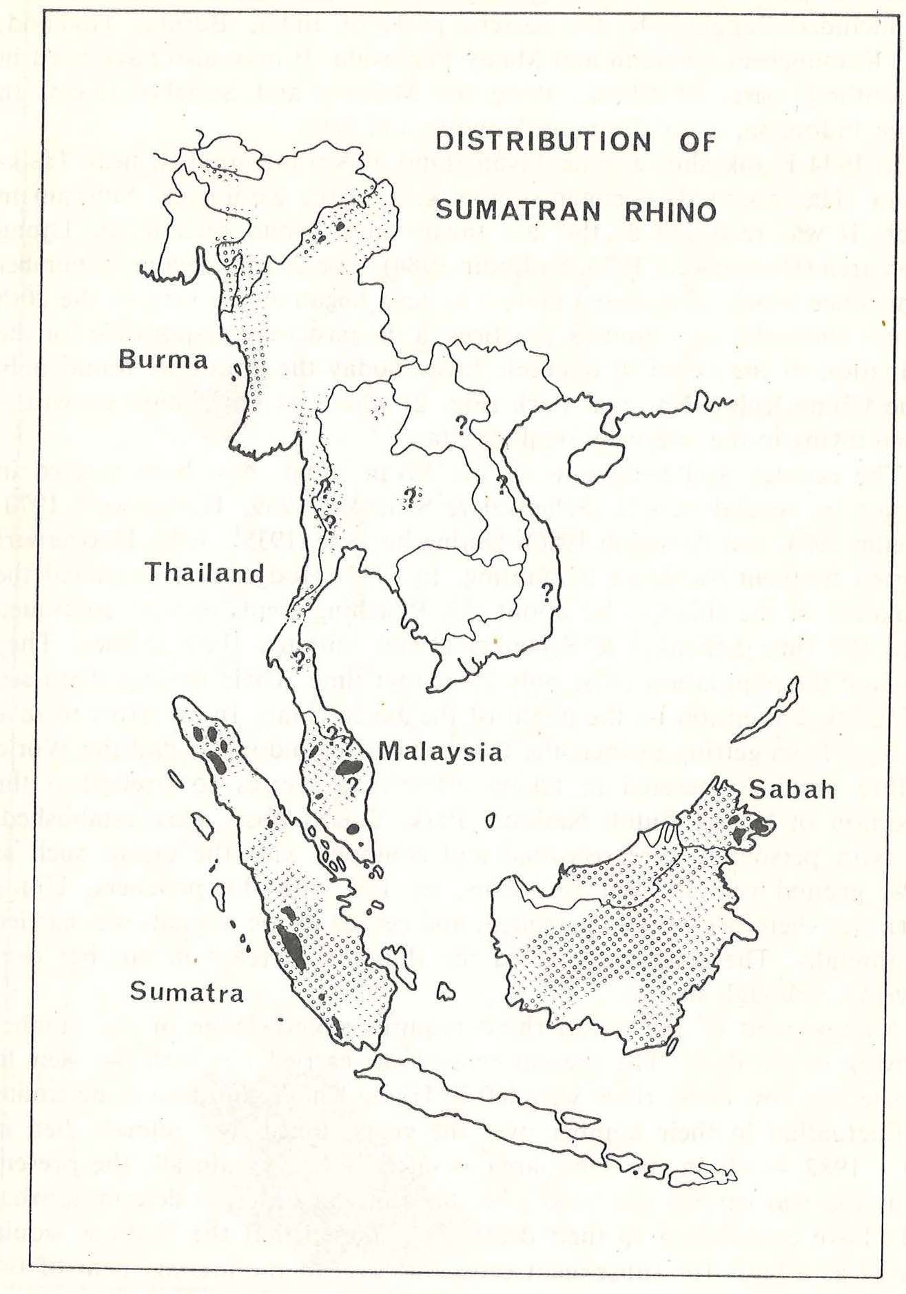 Distribution of Dicerorhinus sumatrensis