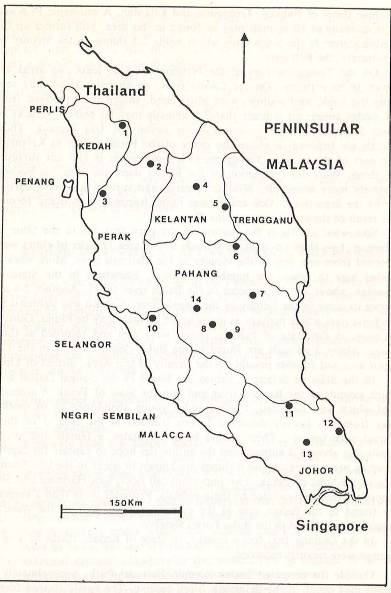 Map of Dicerorhinus sumatrensis in Malaysia