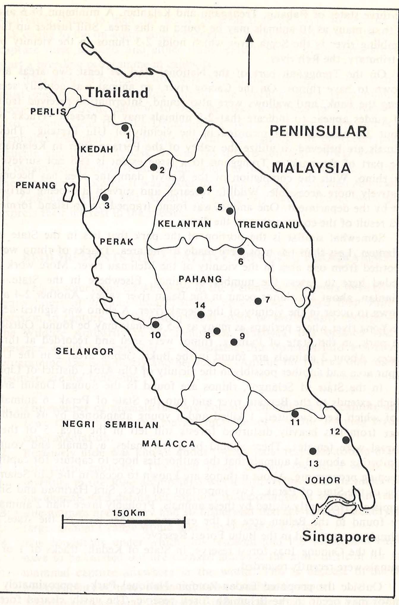 Map of Dicerorhinus sumatrensis in Malaysia