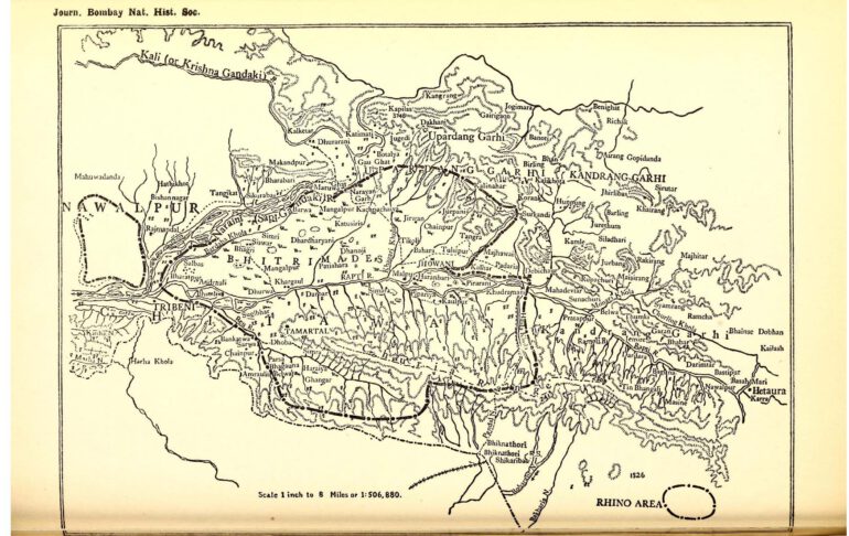 Map of rhino area in Chitwan 1957