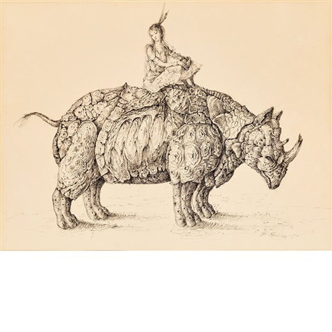 Lepri woman on rhino