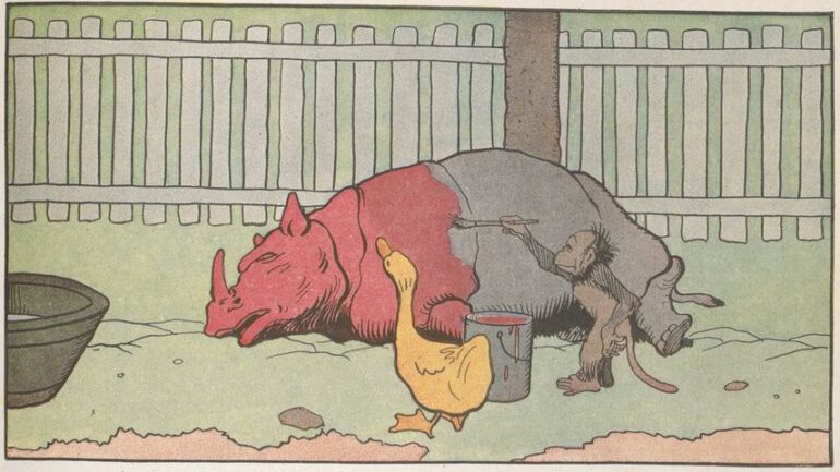 Garnier 1925 Rhino and Duck