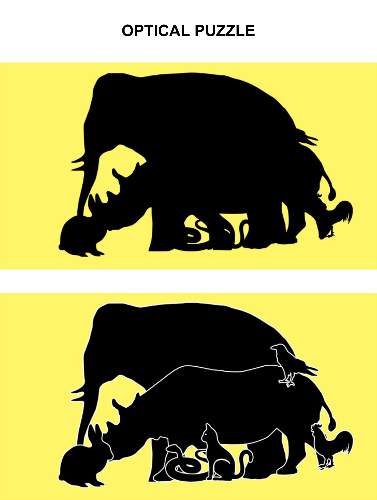 An optical puzzle – One picture, seven animals