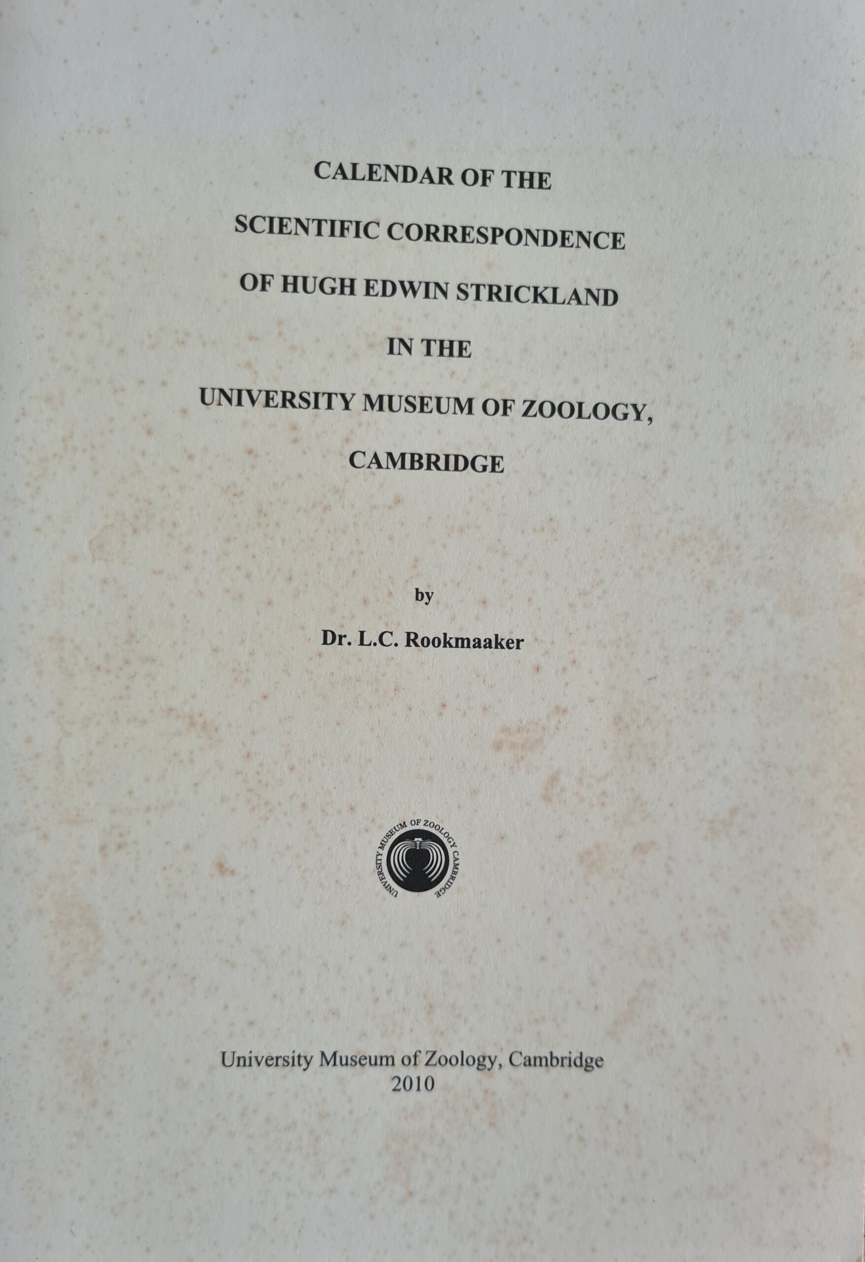 Correspondence of Hugh Strickland