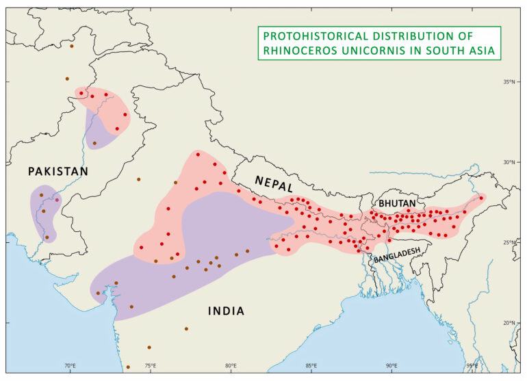 Protohistorical range of Rhinoceros unicornis