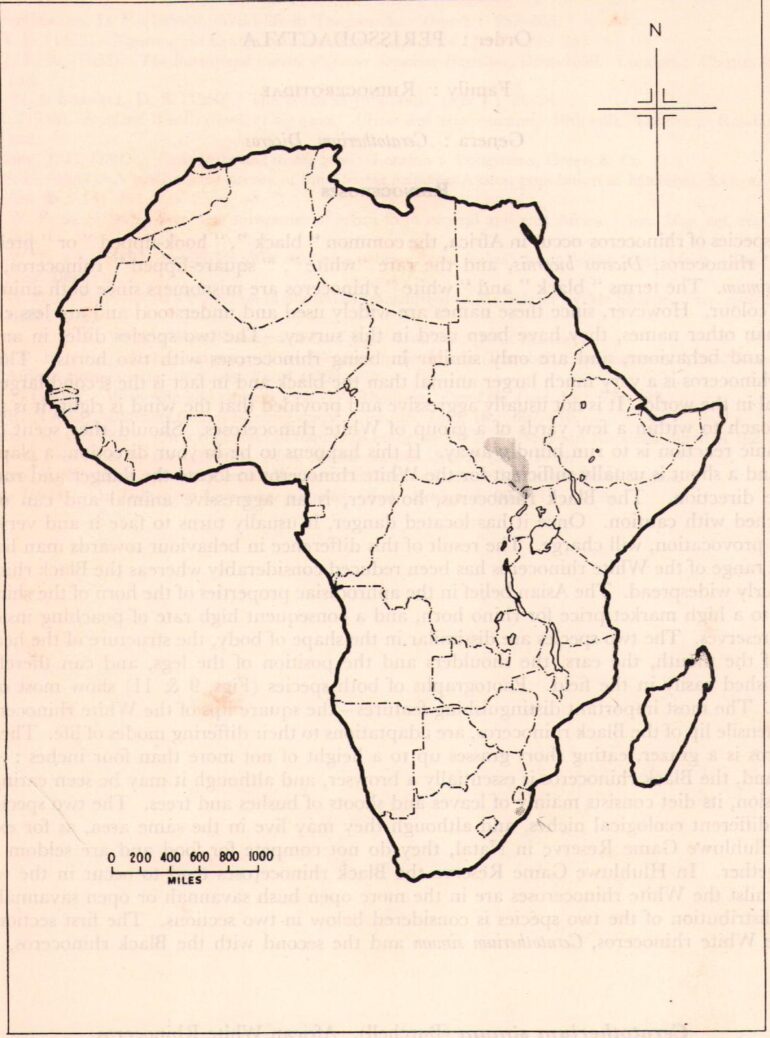 Distribution of Ceratotherium simum simum