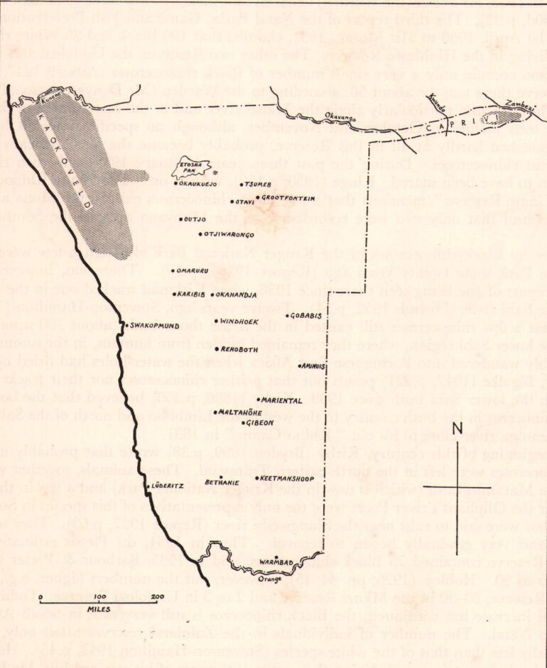 Range map for Namibia