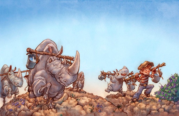 Rhino, sweet potato carriers