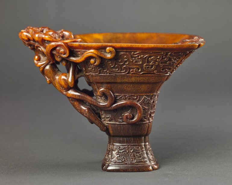 Rhinoceros Horn Cup with Archaistic Pattern