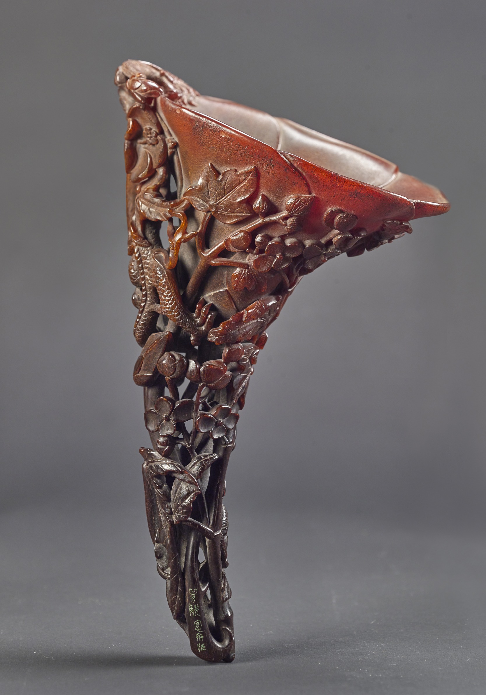 Rhinoceros Horn Cup with Dragon
