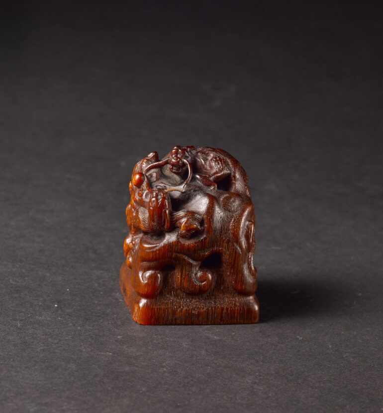 Rhinoceros Horn Seal with Dragon Knob