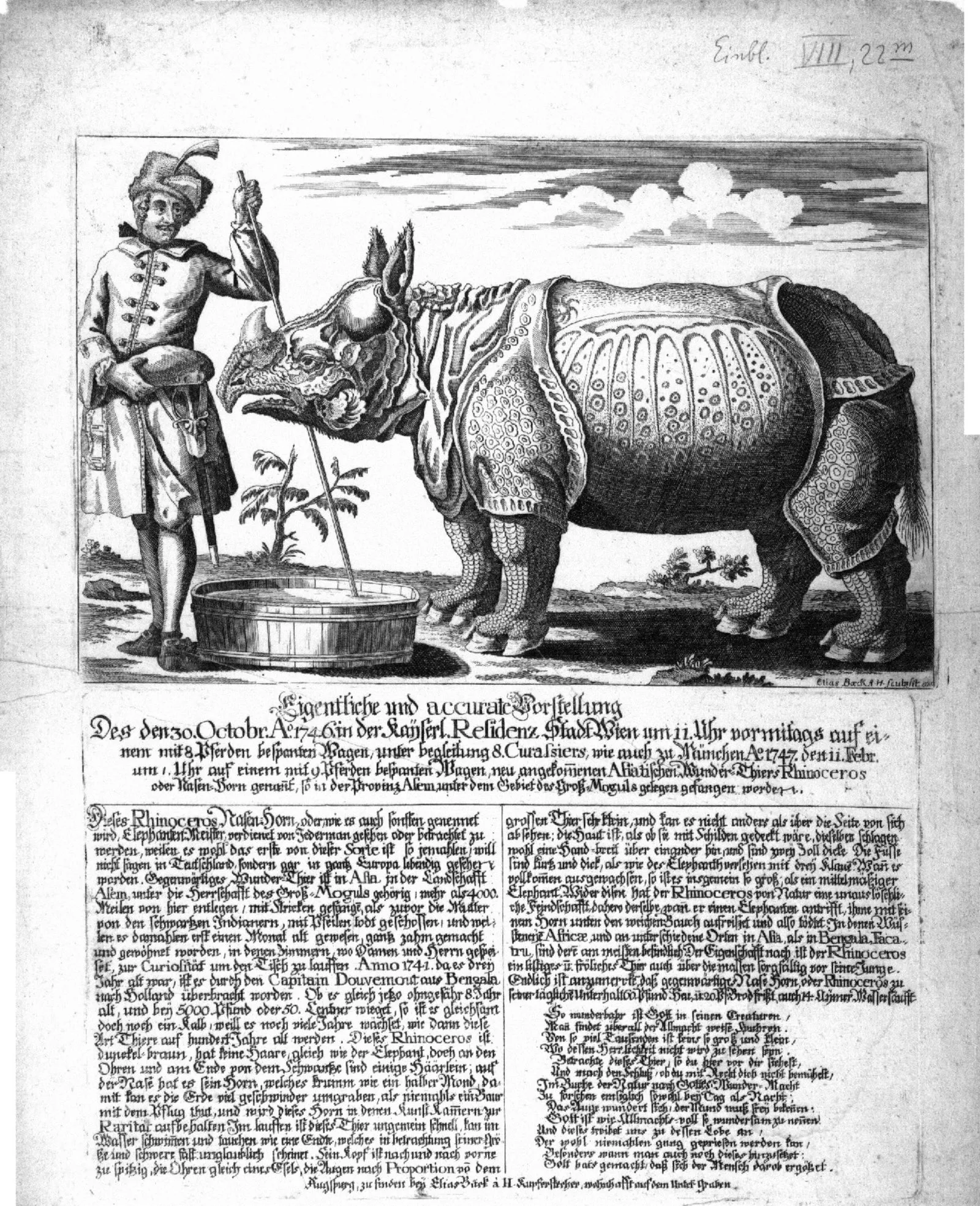 Clara in Munich 1746 broadsheet