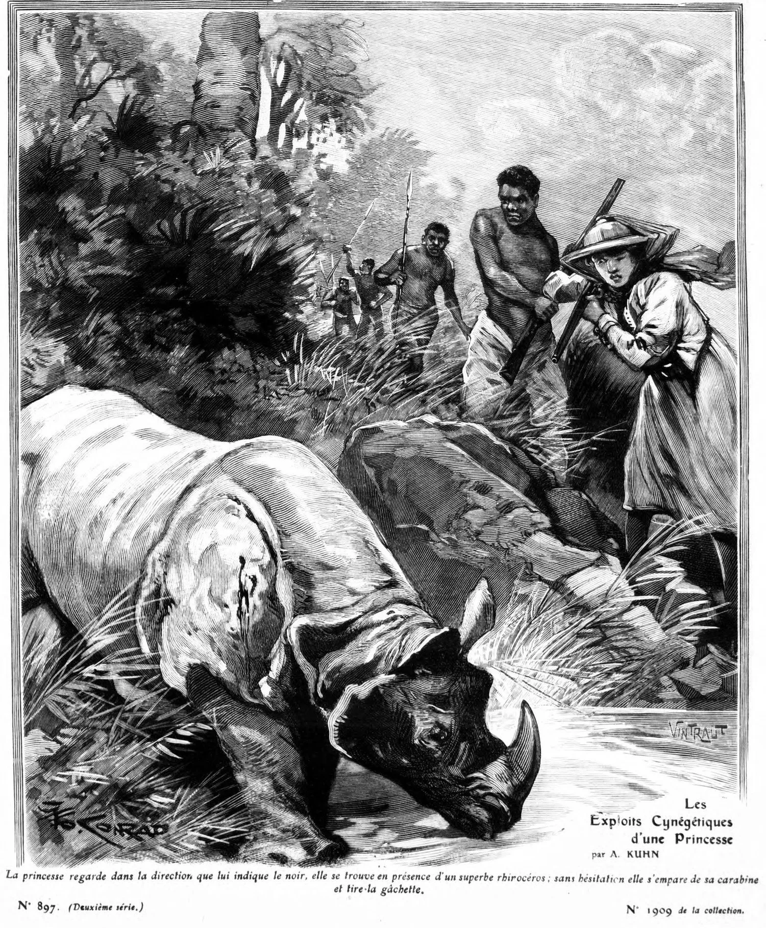 Princess Elena hunting a black rhino