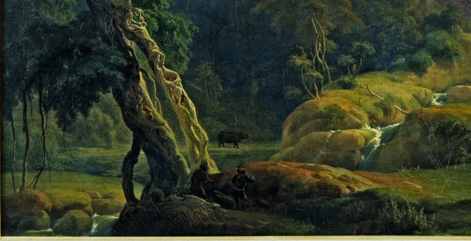 Payen 1841 landscape in Java with rhino