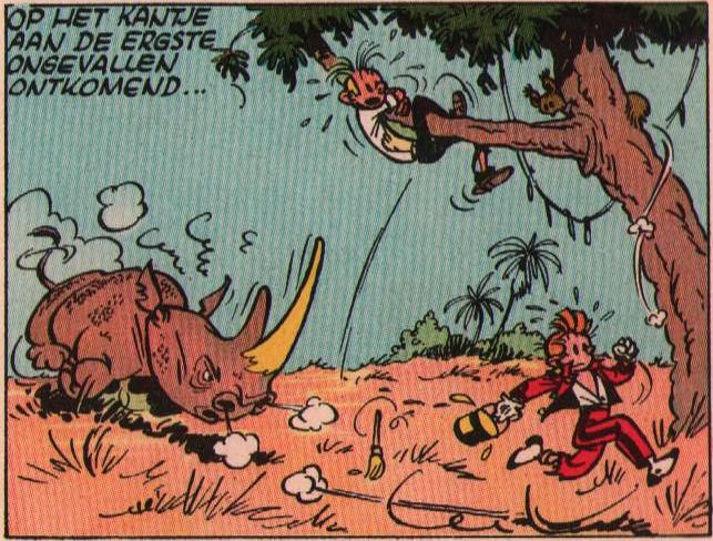 Robbedoes 1956 chased in tree