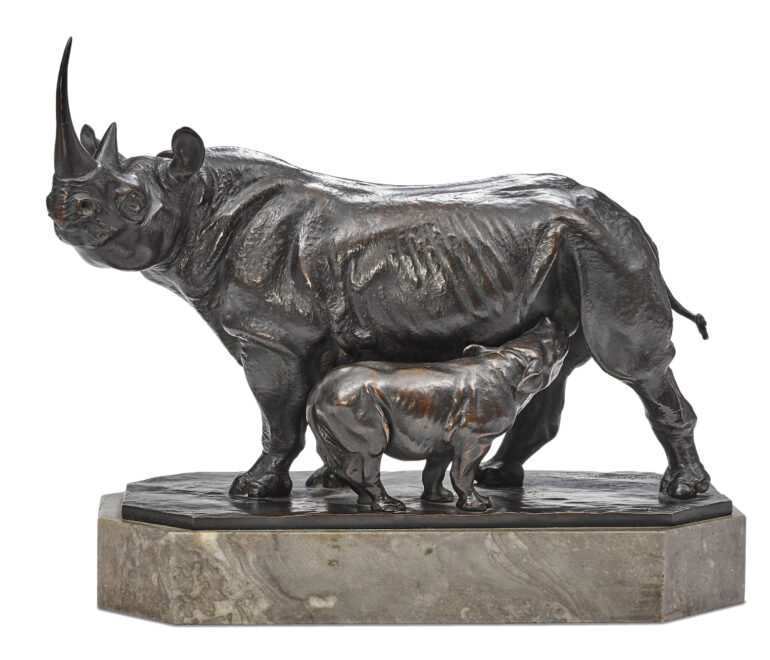Pallenberg bronze of two rhinos